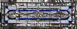 Stained Glass Transom window HANGING PANEL 34 1/4 X 12 3/4 incl hooks