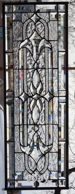 Stained Glass Transom window HANGING PANEL 34 1/4 X 13 incl hooks