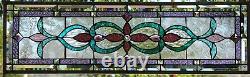 Stained Glass Transom window HANGING PANEL 34 X 11 including hooks