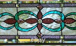 Stained Glass Transom window HANGING PANEL 34 X 11 including hooks