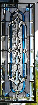 Stained Glass Transom window HANGING PANEL 34 X 12 1/2 incl hooks