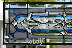 Stained Glass Transom window HANGING PANEL 34 X 12 1/2 incl hooks