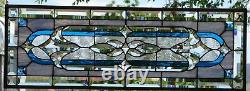 Stained Glass Transom window HANGING PANEL 34 X 12 1/2 incl hooks