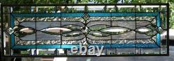 Stained Glass Transom window HANGING PANEL 34 X 12 incl hooks