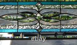 Stained Glass Transom window HANGING PANEL 34 X 12 incl hooks