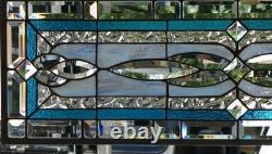 Stained Glass Transom window HANGING PANEL 34 X 12 incl hooks