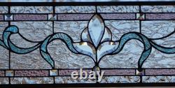 Stained Glass Transom window HANGING PANEL 34 x 10 including the hooks