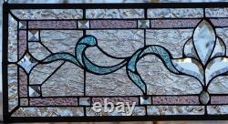 Stained Glass Transom window HANGING PANEL 34 x 10 including the hooks