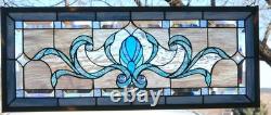 Stained Glass Transom window HANGING PANEL 341/2 X 14 including the hooks