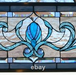 Stained Glass Transom window HANGING PANEL 341/2 X 14 including the hooks