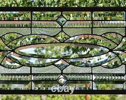 Stained Glass Transom window HANGING PANEL 35 1/2 X 14 incl hooks