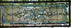 Stained Glass Transom window HANGING PANEL 35 1/4 X 14 including hooks