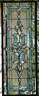 Stained Glass Transom window HANGING PANEL 35 1/4 X 14 including hooks