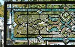 Stained Glass Transom window HANGING PANEL 35 1/4 X 14 including hooks