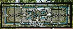 Stained Glass Transom window HANGING PANEL 35 1/4 X 14 including hooks