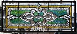 Stained Glass Transom window HANGING PANEL 35 3/4 X 16 incl hooks