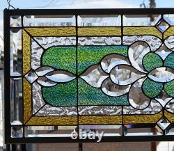 Stained Glass Transom window HANGING PANEL 35 3/4 X 16 incl hooks