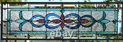 Stained Glass Transom window HANGING PANEL 35 X 12 incl hooks