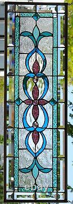 Stained Glass Transom window HANGING PANEL 35 X 12 incl hooks