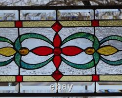 Stained Glass Transom window HANGING PANEL 35 X 12 incl hooks