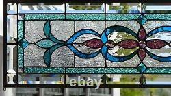 Stained Glass Transom window HANGING PANEL 35 X 12 incl hooks