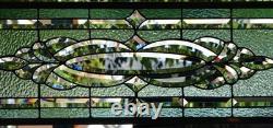Stained Glass Transom window HANGING PANEL 35 X 13 1/2 incl hooks