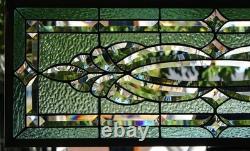 Stained Glass Transom window HANGING PANEL 35 X 13 1/2 incl hooks