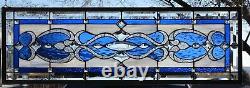 Stained Glass Transom window HANGING PANEL 40 1/2 X 13 1/2 incl hooks