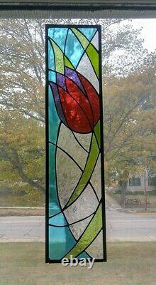 Stained Glass Tulip Panel Art Deco USA MADE