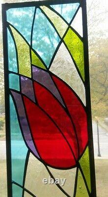 Stained Glass Tulip Panel Art Deco USA MADE