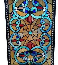 Stained Glass Victorian Design Tiffany Style Window Panel Handmade Art 13x 22