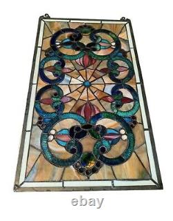 Stained Glass Victorian Design Tiffany Style Window Panel Handmade Art 13x 22