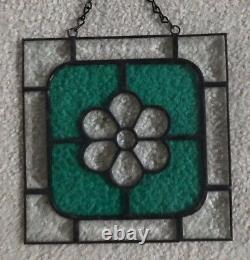 Stained Glass Victorian Flower Panel- Aqua Cobblestone