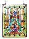 Stained Glass Vintage Victorian Design Tiffany Style Window Panel 18 W x 25 T