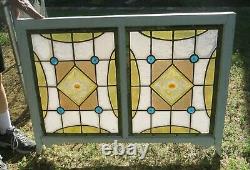Stained Glass Window 43 X 28, Antique Double Panel