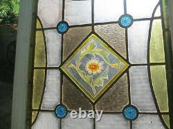 Stained Glass Window 43 X 28, Antique Double Panel