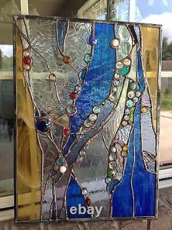 Stained Glass Window Abstract Suncatcher Panel OOAK