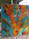 Stained Glass Window Abstract Transom Suncatcher Panel OOAK