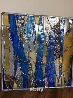 Stained Glass Window Contemporary Abstract Panel OOAK