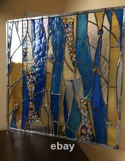 Stained Glass Window Contemporary Abstract Panel OOAK
