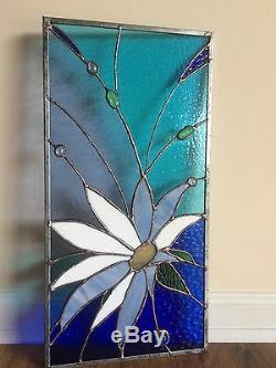 Stained Glass Window Daisy Flower Transom Suncatcher Summer Panel OOAK