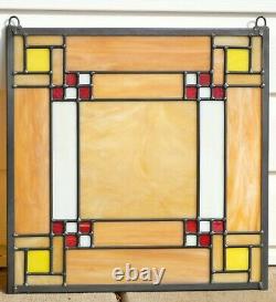 Stained Glass Window Frank Lloyd Wright Panel Prairie style 16 x 16