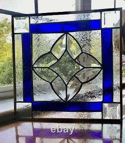 Stained Glass Window Geometrical Transom Beveled Suncatcher Panel