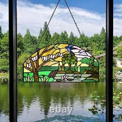 Stained Glass Window Hanging Handicraft 16 Tree Half Moon Glass Window Panel