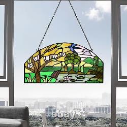 Stained Glass Window Hanging Handicraft 16 Tree Half Moon Glass Window Panel