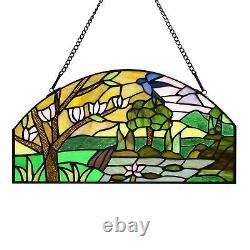 Stained Glass Window Hanging Handicraft 16 Tree Half Moon Glass Window Panel