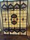 Stained Glass Window Hanging Panel Vintage With Hanging Chains 24 X 18