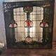 Stained Glass Window Hanging Panel Vintage With Hanging Chains 24 X 24