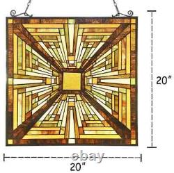 Stained Glass Window Hanging Panels Mission Elegant Style Suncatcher with Chain