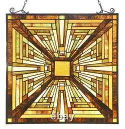 Stained Glass Window Hanging Panels Mission Elegant Style Suncatcher with Chain